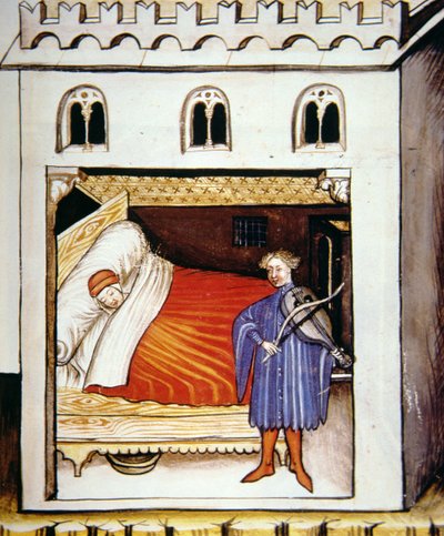Sleep, illustration from Tacuinum Sanitatis Codex Vindobonensis by Italian School