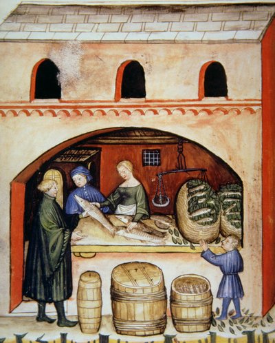 Salted Fish (illustration from Tacuinum Sanitatis Codex Vindobonensis) by Italian School