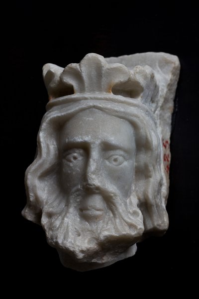 Genoa, Museum of St Augustine: fragment of crowned head, by unknown sculptor of North of France; XIII - XIV centuries by Italian School