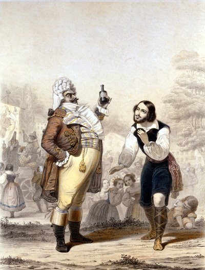 Luigi Lablache and Mario di Candia in a scene from the opera The Elixir of Love by Italian School