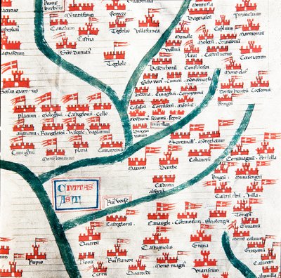 Map Showing the Municipalities Belonging to the Town of Asti in the 13th Century by Italian School