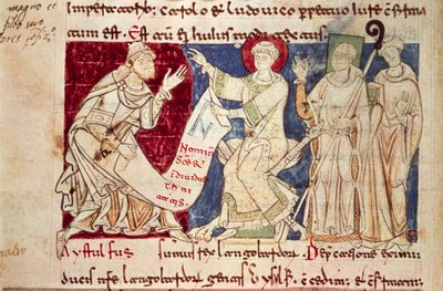 Miniature from Chronicon Vulturnense, illuminated codex composed by monk Iohannes by Italian School