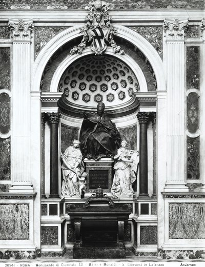 Monument to Pope Clement XII (1652-1740) with Porphyry Urn and Columns from the Pantheon, Between Temperance (L.) and Prudence (R.) in Corsini Chapel by Italian School