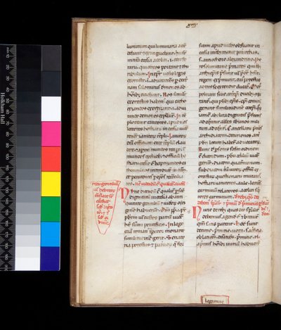 Ms 165. Johannes Belethus, Summa de Ecclesiasticis Officiis, f.13v. Example of a Gothic Bookhand with Rubrics and Marginal Corrections in Red by Italian School