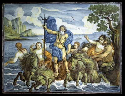 Neptune on His Tank with a Trident by Italian School