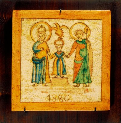 Nineteenth-Century Style Votive Tile, Ceramic, Alessi Manufacture, Caltagirone, Sicily, Italy, 20th century by Italian School
