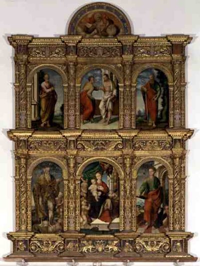 Polyptych showing the Madonna and Child with saints by Italian School