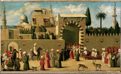 Reception of a Venetian embassy in an oriental town by Italian School