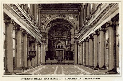 Rome: Interior of the Basilica of Santa Maria in Trastevere by Italian School