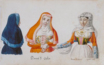 Sardinian Costumes from Osilo and Milis, Print ms. 258, Luzzetti Collection by Italian School