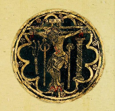 Small Panel with a Roundel of the Crucifixion by Italian School