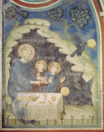 St. Benedict orders a raven to take the poisoned bread by Italian School