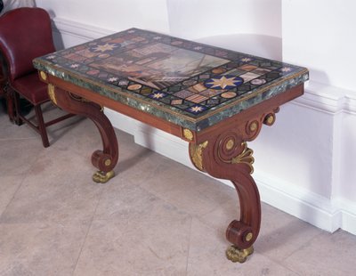 Table top depicting the port of Livorno, after a design by Antonio Ciocci by Italian School