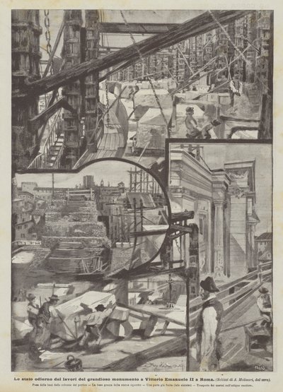 The Current State of the Work on the Grandiose Monument to Vittorio Emanuele II in Rome by Italian School
