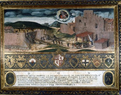 The inhabitants of Siena destroyed the fortress built by the Spaniards of Charles V. 1552 by Italian School