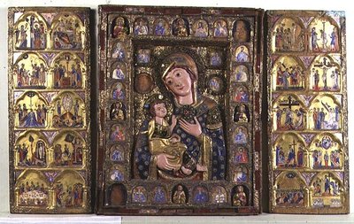 Triptych of the Madonna and Child with Evangelists, Prophets, and scenes from the Life of Christ by Italian School