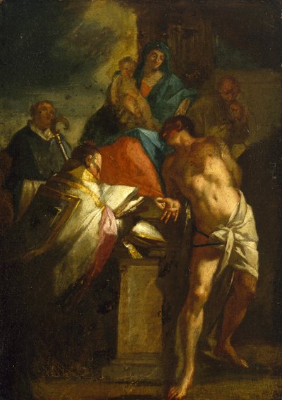 Virgin and Child with Saint Sebastian and a Bishop Saint by Italian School