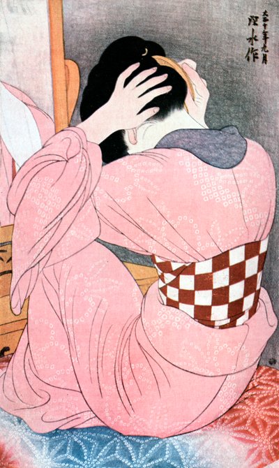 A Girl Dressing Her Hair by Ito Shinsui