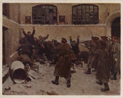 Russian Soldiers Shooting Demonstrators in the Presnya District of Moscow During the 1905 Revolution by Ivan Alexeyevich (after) Vladimirov