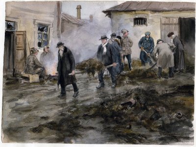 Bourgeoisie Cleaning the Stables (1920) by Ivan Alexeyevich Vladimirov