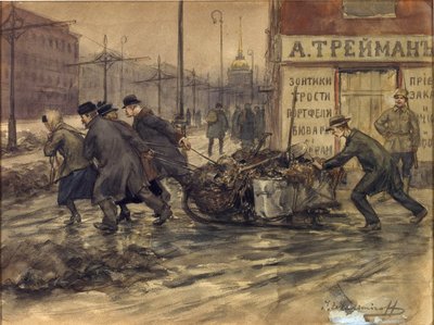 Rich Merchants and Russian Noblemen Set to Pulling Out Rubbish from Yards by Ivan Alexeyevich Vladimirov