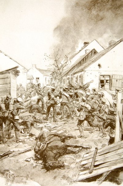 Sweeping All Before Them with the Bayonet: Russian Soldiers Storming the Outskirts of Jaroslav by Ivan Alexeyevich Vladimirov