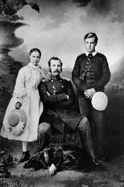 Tsar Alexander II of Russia with His Daughter Maria and Son Alexei by Ivan Fyodorovich Alexandrovsky