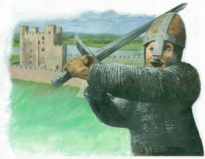 A Norman soldier attacking with a 