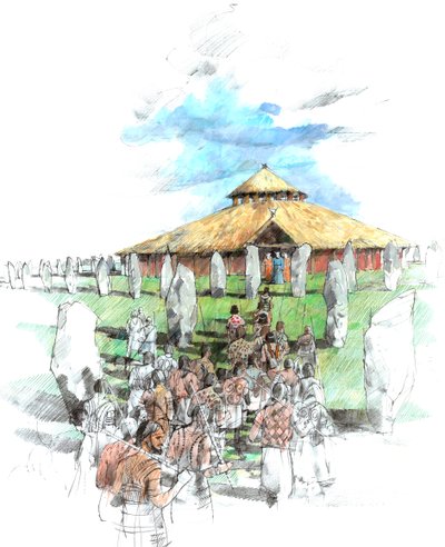 Ceremonial Procession Avebury Stone Circle Shrine, Wiltshire by Ivan Lapper