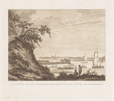Expansive Landscape with Two Figures and Sailing Ships by Izaak Jansz. de Wit