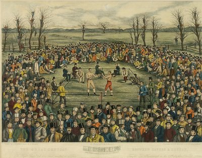 The Great Contest between Sayers and Heenan for 200 Pounds a Side, Engraved by J. R. Mackrell and J.B. Rowbotham by J.B. and Brown J. Rowbotham