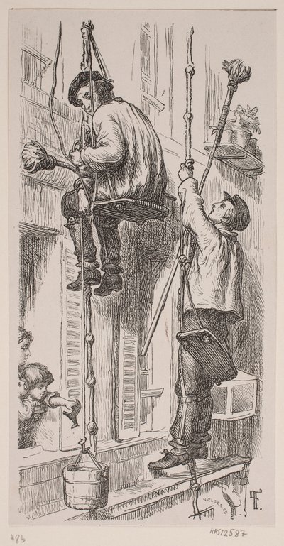 Workers Occupied on the Outside of a House in Paris by J.C. Nielsen