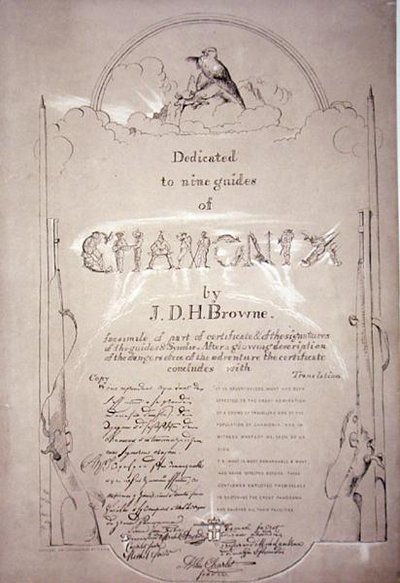 Dedication to the nine guides of Chamonix on the expedition by J.D.H. Browne