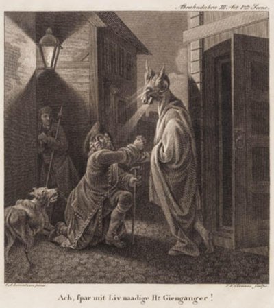 Abracadabra. Oh, Spare My Gracious Life, Mr. Ghost! Engraving after Lorentzen