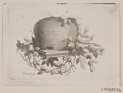 A Plate Bearing a Beehive, Wrapped with Rose Leaves by J.F. Clemens