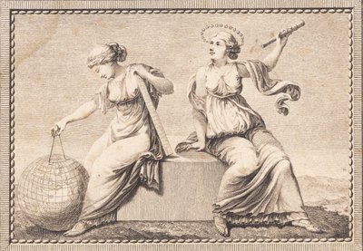 Urania and Gaea Sitting on a Square Stone Block by J.F. Clemens