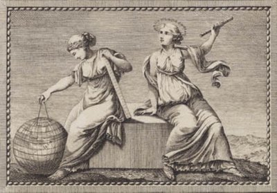 Urania and Gaea Sitting on a Square Stone Block by J.F. Clemens