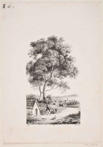 Walking on a Road, Tall Trees to the Left by J.F. Møller