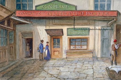 View of the Sun and Last Inn in Newgate Market, Paternoster Square, City of London by JT Wilson