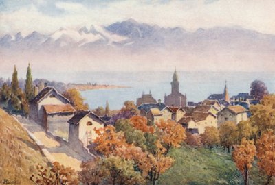 Morges and the Lake from the Road to Vufflens by J. Hardwicke Lewis