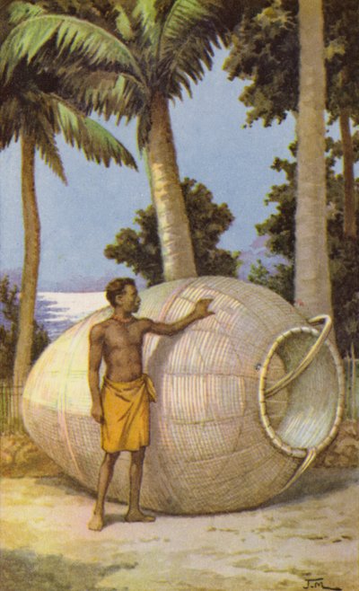 New Guinea Man with Fish Trap by J. Macfarlane
