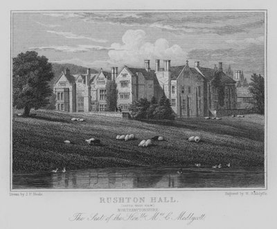 Rushton Hall, South West View, Northamptonshire, The Seat of the Honourable Mrs C Medlycott by John Preston Neale