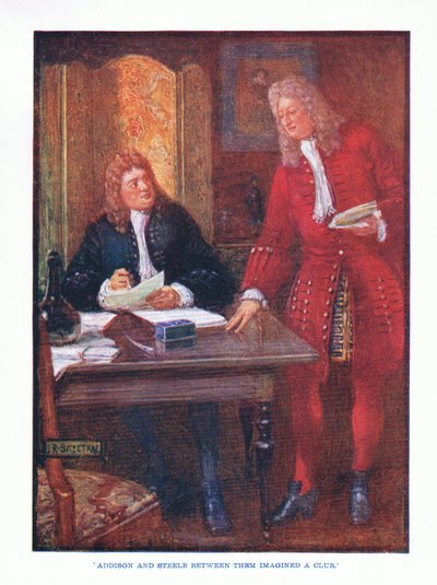 Addison and Steele between them imagined a club, from English Literature published by T C & EC Jack, c.1920 by J. R. Skelton
