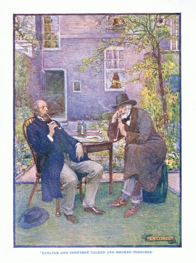 Carlyle and Tennyson talked and smoked together, from English Literature published by T C & EC Jack, c.1920 by J. R. Skelton