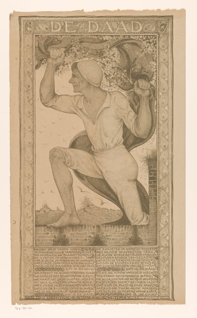 Man with Banner and Blossom Branch by Jac Jongert