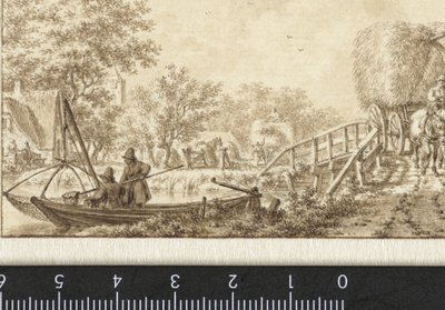 Landscape with Fishermen in a Boat and Hay Wagon on a Bridge by Jacob  Cats