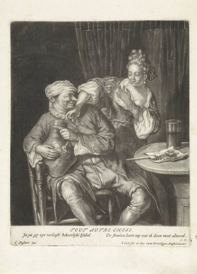 Woman and Man with a Wine Jug by Jacob Gole