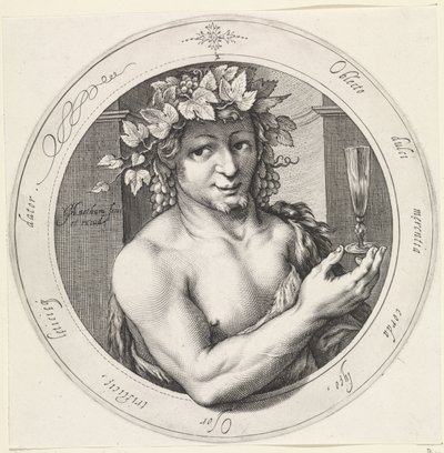 Bacchus with Glass (Venus, Bacchus, and Ceres) by Jacob Matham
