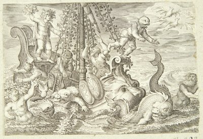 The Tyrrhenian Sailors are Transformed into Dolphins by Jacob Matham