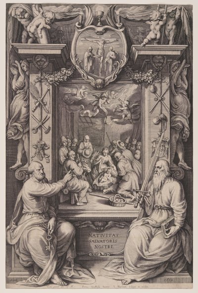 The Adoration of the Shepherds with St Peter and St Paul by Jacob Matham
